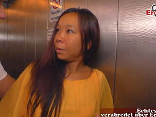 German Asian MILF Persuaded to Cheat in Lift: Free xxx video c8