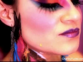 Body paint tease with the beautiful Charley Chase X rated movie vids