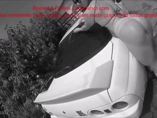 Car Wash with striptease at garden wet shirt - Peladinha lavando o carro